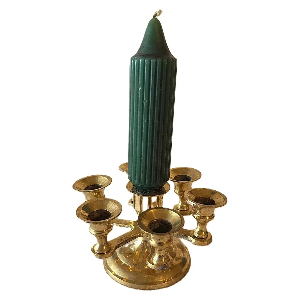 Vintage Brass Candleholder 7-Candle MCM Hollywood Regency Celebrations